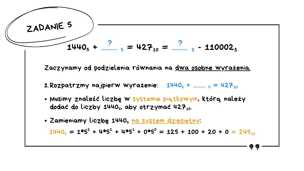 Matura z informatyki 2026 — zadanie 5: pierwsze wyrażenie, konwersja z systemu piątkowego (1440 piątkowe) na dziesiętny